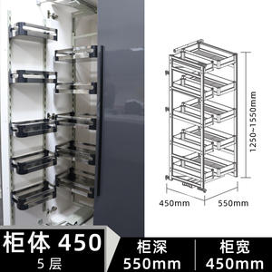 Tiroir de rangement profond en acier inoxydable avec étagères réglables multi-niveaux pour la cuisine - Product Image 3