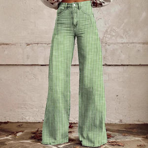 2024 nueva llegada para <span class=keywords><strong>Amazon</strong></span> Venta caliente Anti-Denim Stripes Cross-Border pierna ancha pierna recta Micro-Flare Jeans Skinny metálico - Product Image 3