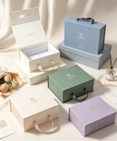Boîte cadeau d'affaires haut de gamme en carton renforcé biodégradable écologique à fermeture magnétique portable Impression quadricolore personnalisée