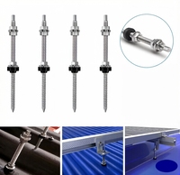 Boulons de suspension solaires SunRack avec surface anodisée pour supports de montage de panneaux photovoltaïques sur toiture ondulée, garantie 10 ans, caoutchouc EPDM