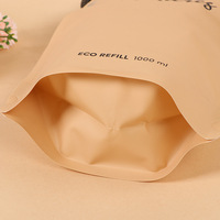 Stock imprimé sur mesure recharge en papier kraft brun biodégradable écologique recyclé pochette à bec debout 100ml 200ml 500ml
