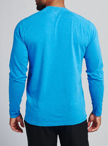 Camiseta de cuello redondo de manga larga raglán de LICRA de algodón ajustada unisex, camisetas en blanco con logotipo personalizado, material de poliéster/algodón - Product Image 6