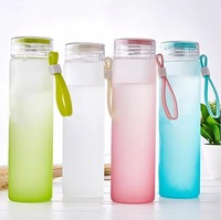 Bouteille d'eau en verre borosilicate à large ouverture JUNVOY DIY pour sublimation, design personnalisé dégradé, avec couvercle en plastique