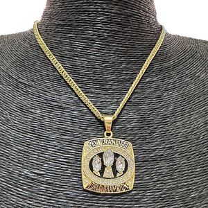 NFL <span class=keywords><strong>San</strong></span> <span class=keywords><strong>Francisco</strong></span> 49ers vô địch Vòng cổ mặt dây chuyền 5 Bộ Vòng cổ thời trang đồ trang sức tùy biến bán buôn - Product Image 6
