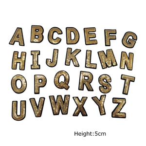 Patchs brodés de lettres de l'<span class=keywords><strong>alphabet</strong></span> en sequins dorés, à presser à chaud - Product Image 2