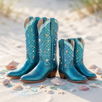 Sepatu Bot Anti Air Model Cowgirl Merah, Sepatu Bot Setengah Betis, Sepatu Bot Koboi Fashion Wanita, Sepatu Kulit Grosir, Sepatu Bot Koboi Ujung Runcing, Gantungan Kunci Sepatu Bot Koboi