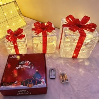 Boîte cadeau lumineuse à LED blanc chaud avec design pliable, alimentée par piles, pour une utilisation en extérieur, dans la cour, à la maison ou lors de fêtes