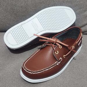 Mocassins classiques rétro en <span class=keywords><strong>cuir</strong></span> de vachette huilé rouge brun, plateforme, semelle en caoutchouc souple, chaussures de marche à lacets pour hommes, chaussures <span class=keywords><strong>bateau</strong></span> décontractées - Product Image 4