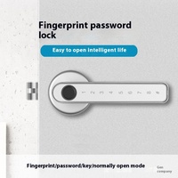 Serrure de porte intelligente WiFi en alliage d'aluminium, silencieuse, numérique, avec empreinte digitale, poignée en bois, option de stockage de données sur le cloud pour bureau, en alliage de zinc