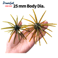 Appât en TPE de 25 mm, 18 g, balle à picots haute élasticité, leurre souple en forme de créature avec tentacules rotatifs à 360 degrés pour achigan à gueule large et achigan à gueule courte