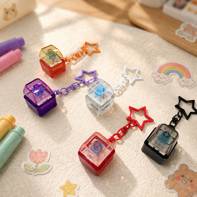 Custom Logo Keyboard Keychain Keycap Stress Switches Key Chain Switch Keychain Keyboard Button Keycaps Keychain Fidget Clicker