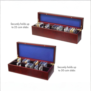 Boîte de rangement en <span class=keywords><strong>bois</strong></span> <span class=keywords><strong>massif</strong></span> à 2 rangées, pour support de pièces de monnaie certifiées PCGS NGC, boîte de rangement pour pièces de monnaie - Product Image 3