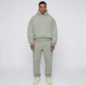 Sudaderas con capucha y Jersey de algodón 100% de gran tamaño, trajes de otoño bordados de manga larga para invierno, ropa teñida lisa, sudaderas con capucha - Product Image 1