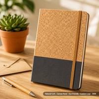 Özel Logo Mantar Kaplı Kanvas Defter Sert Kapaklı A5 Çevre Dostu Günlük Planlayıcı 3 Renk Toptan OEM Ajanda