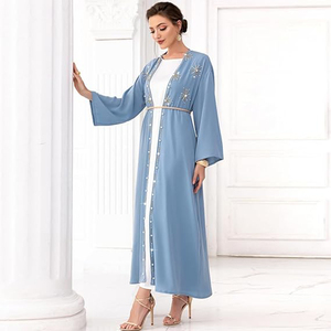 <span class=keywords><strong>Cardigan</strong></span> à manches bouffantes 2024 élégant ouvert Abaya longue robe Abaya femmes robe musulmane - Product Image 4