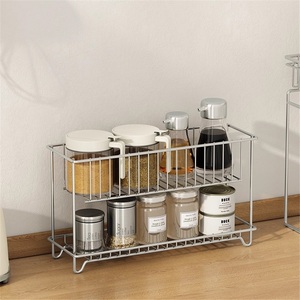 Étagère de rangement pour épices de cuisine moderne en acier inoxydable 304, type sur pied, double couche - Product Image 5