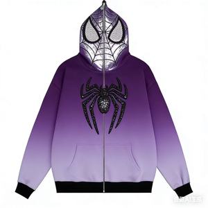 Sudadera con Capucha de Spider-Man, Estilo Francés, Forro de Felpa, Estampado DTG, Cierre de Cremallera, Lavado a la Piedra, Logotipo Personalizado - Product Image 2