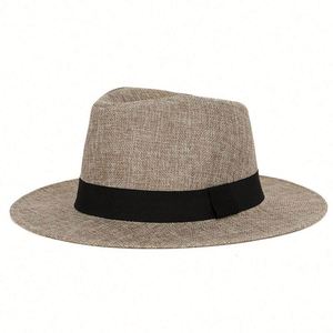 Linen Cheap Summer <b>Men</b> Panama <b>Hat</b> Wide Brim Fedora Bamboo Fiber Beach Sun <b>Hat</b> Sunscreen Sombreros Plain <b>Straw</b> <b>Hat</b> - Product Image 5