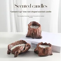 Bougie aromatique artisanale YUNJIN en cire de soja, en forme d'alien, dans un pot en pierre, style moderne, longue durée, écologique, naturelle
