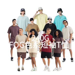 Para 240G Ami Kaji American Cotton Camiseta para hombre Pantalla de seda Sólido Cross-border High Street para Brand Shoulder Wide Edition - Product Image 5