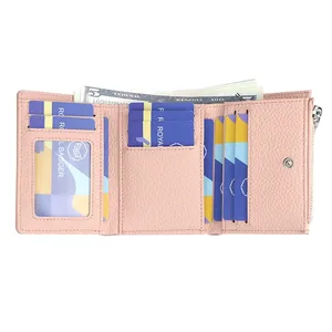 Portefeuilles courts en cuir véritable AndoBag avec blocage RFID, porte-monnaie pliable de couleur unie, porte-cartes triple pliage 1905 - Product Image 5