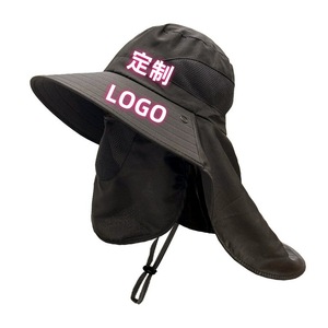 Outdoor Sun Hat Bucket Hat Breathable UV Protection Wide Brim Neck Cover Adult Summer Fishing Hat Solid Color - Product Image 1