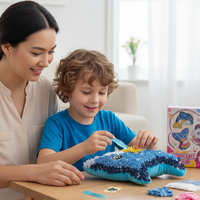 Jouet en peluche dauphin à broder soi-même avec aiguille à punch |   Coussin en tissu de coton doux, rembourrage en coton PP, taille réglable |   Oreiller unisexe anti-stress