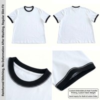 T-shirt uni pour homme, style Ringer, bordure contrastée, manches courtes, tee-shirt vierge 100% coton, personnalisable, marque privée