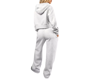 Ensemble de survêtement pour femmes, sweat à capuche uni, taille oversize, 2 pièces, imprimé, coupe-vent, léger, respirant, séchage rapide, fermeture éco-responsable, 100% écologique - Product Image 5