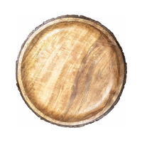 Plateau à pizza rond en bois personnalisé Planche de service en bois Bords d'écorce d'arbre Plats Assiettes pour fêtes à domicile Planche de service en bois
