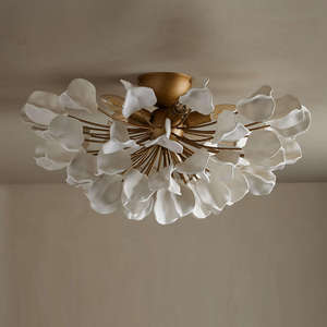 Lámpara Colgante Moderna de Pétalos Creativos para Restaurante, Hotel, Comedor, Dormitorio, Hermosa Lámpara de Flores de Cerámica Semiempotrada - Product Image 2