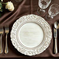 Assiette de présentation de luxe personnalisable en bronze antique de style baroque, 13 pouces, durable, pour mariages et banquets royaux