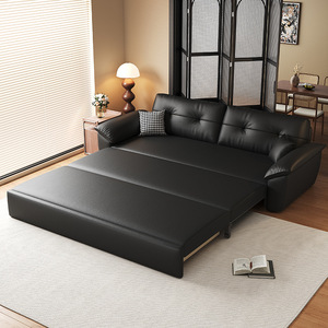 Deposito e divano letto a due posti divano letto pieghevole in pelle Napa a doppio uso per appartamento e Villa soggiorno nero - Product Image 4