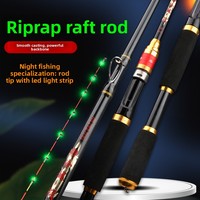 Canne à pêche de nuit en eau douce et en mer, en fibre de carbone et demi-titane, avec pointe lumineuse LED, action rapide, en EVA, 2 sections, pour radeau et bateau, 1,3m-2,1m