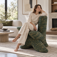 Fauteuil sculptural en tissu tricoté à profil incurvé pour chambre d'enfant, mobilier en gros