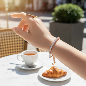 Elegant Daily Wear Ladies Tennis <b>Bracelet</b> Fully <b>Adjustable</b> with Real Round Diamond Studs Simple and Stylish - Product Image 3