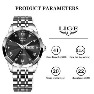 <span class=keywords><strong>Montre</strong></span> Femme Quartz LIGE LG89109, Élégante, Étanche, avec Date, <span class=keywords><strong>Montre</strong></span> pour Homme, Lumineuse, Semaine, Horloge Femme, Montres en Acier Inoxydable - Product Image 3