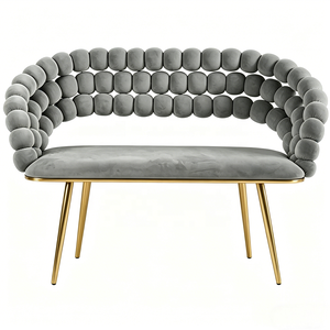 Sofá <span class=keywords><strong>de</strong></span> Terciopelo <span class=keywords><strong>de</strong></span> Lujo para Hotel, Sofá <span class=keywords><strong>de</strong></span> Dos <span class=keywords><strong>Plazas</strong></span> con Respaldo Acolchado para Vestíbulo <span class=keywords><strong>de</strong></span> Hotel, Cafetería, Hogar - Product Image 2