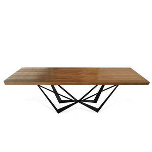 Hiện đại đơn giản nhà hàng gỗ rắn 6/8/10 người bàn ăn đặt bàn ăn tự nhiên với x chân gỗ - Product Image 6