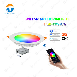 Trong nhà 6 inch CCT Dimmable RGB tại chỗ xuống ánh sáng 16 Wát Đèn vòng Đèn sân khấu lõm wifi thông minh tuya có thể điều chỉnh Led ceil downlights - Product Image 1