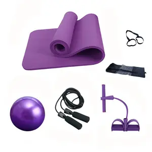 Yoga Exercise Set 8mm Nbr Mat Resistance Bands Jump Rope Sports Yoga Mat Sets And Carrying Bag