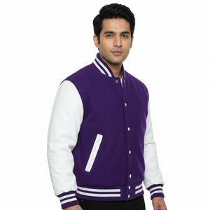 Affordable Price Varsity Jacket Custom Embroidered Chenille Patches Purple Varsity Jackets for <b>Men</b> - Product Image 1
