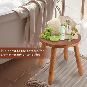 <span class=keywords><strong>Tabouret</strong></span> confortable en <span class=keywords><strong>bois</strong></span> massif de 11,8 pouces de hauteur, support pour plantes, meuble moderne et simple pour la cuisine, la salle de bain, le salon, la chambre à coucher - Product Image 3