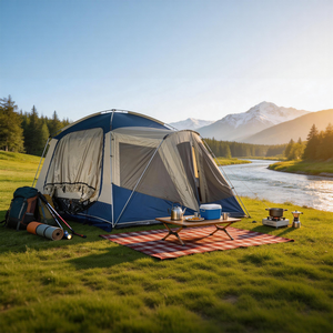 Tente <span class=keywords><strong>de</strong></span> <span class=keywords><strong>camping</strong></span> familiale pour 6 personnes avec auvent extensible, tente imperméable pour le <span class=keywords><strong>camping</strong></span> en plein air, <span class=keywords><strong>la</strong></span> randonnée et les aventures en bord <span class=keywords><strong>de</strong></span> rivière - Product Image 4
