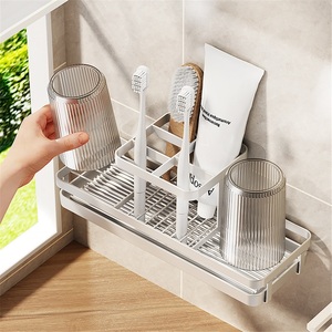 Bathroom <b>Corner</b> Modern Multi-Slot Anti-Rust Metal Toothbrush Holder Drain Electric Toothbrush Toothpaste Holder for Countertop - Product Image 4