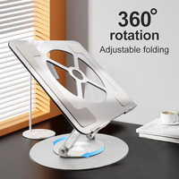 360 °   Support d'ordinateur portable rotatif et pliable, réglable, en aluminium et plastique, avec refroidissement, ergonomique, pour ordinateurs portables de 14 à 17,3 pouces