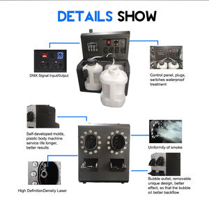1500W 業務用 デュアルヘッド 自動 スモークバブルマシン ブラック 結婚式 パーティー ステージ DJ クラブ フォグ ステージエフェクト用 - Product Image 2