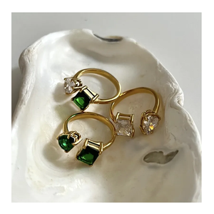 Producto de calidad superior Forma de gota Colorido Cz Anillo de diamante Moda Ins Joyería Anillo de piedra de corazón ajustable Directo DE LA India - Product Image 1