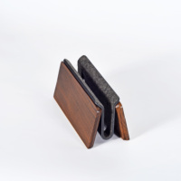 SAMDI Walnut Hitam Modern Ergonomis Penyangga Laptop Vertikal Kayu untuk Meja, Dudukan Tablet, Stand Laptop 25x14x15CM 910g