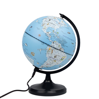 Globe terrestre de dessin animé de 20 cm, cadeau éducatif, style bleu avec lumière LED, design de dessin animé, globe terrestre de dessin animé